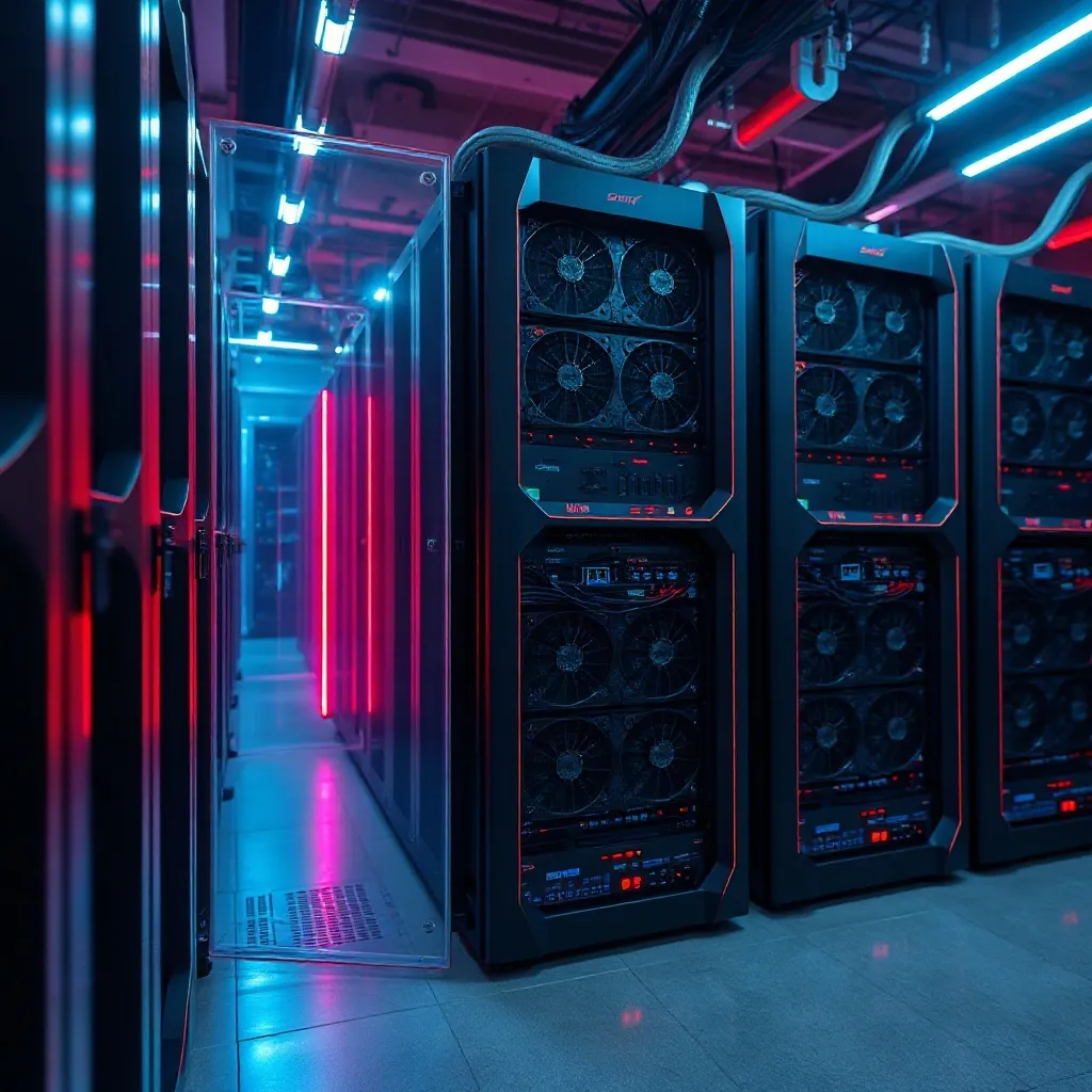 Detailed technical diagram of a server rack cooling system,